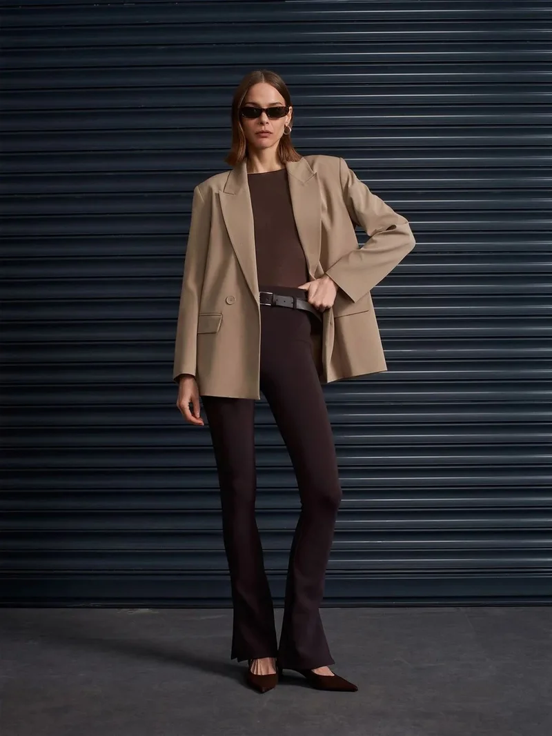 Dilvin DILVIN Belted Skinny Flare Pants