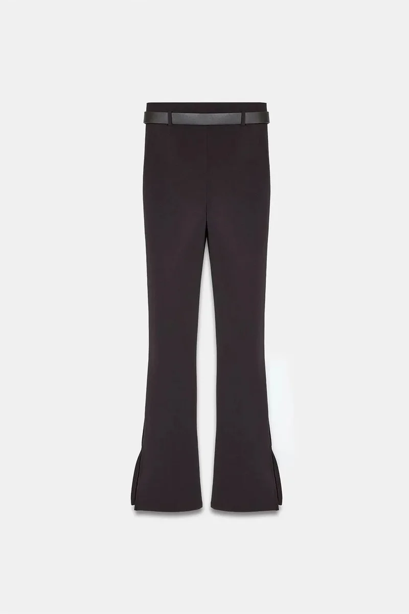 Dilvin Dark Mocha Brown DILVIN Belted Skinny Flare Pants for Women | Best Price UAE