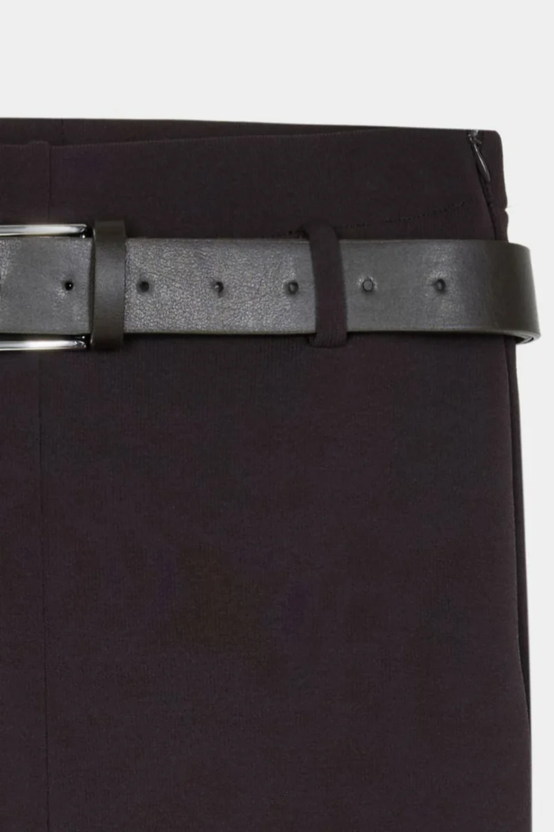 Dilvin Dark Mocha Brown DILVIN Belted Skinny Flare Pants for Women | Best Price UAE