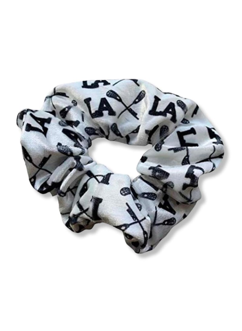 Sportybella - Lacrosse Scrunchie Lacrosse Hair Accessories Lacrosse No Crease Premium White Lax Velvet Hair Scrunchies - Image 1