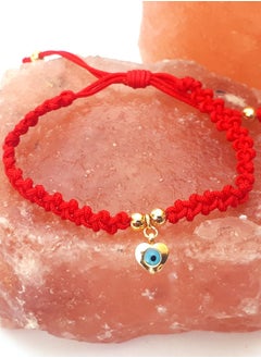 Alwan Hand Knitted Adjustable String Bracelet with an Evil Eye Embedded Heart  - Image 3