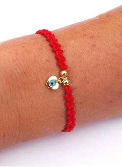 Alwan Hand Knitted Adjustable String Bracelet with an Evil Eye Embedded Heart  - Image 2