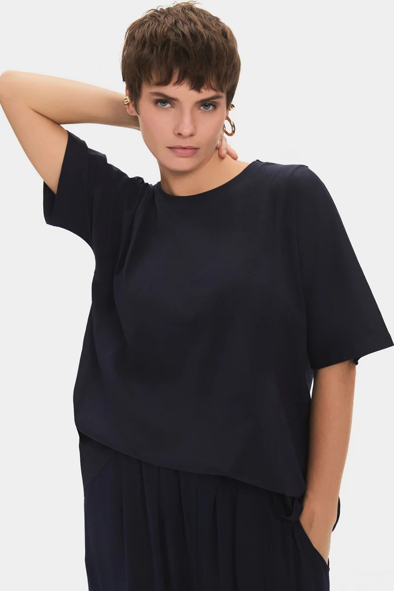 JUNE Women's 100% Cotton Oversize/loose Cut Crew Neck Flowy T-Shirt