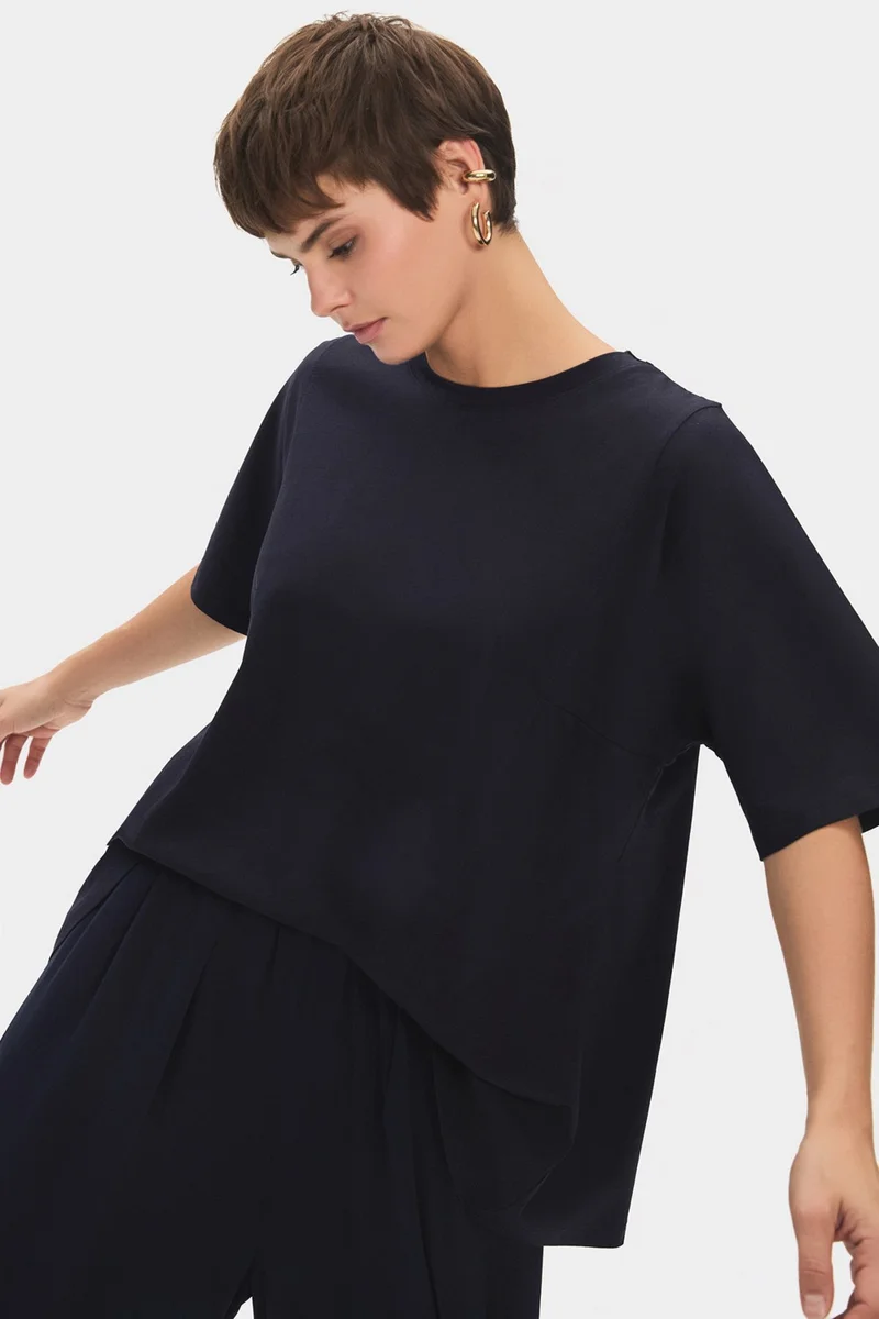 JUNE Women's 100% Cotton Oversize/loose Cut Crew Neck Flowy T-Shirt