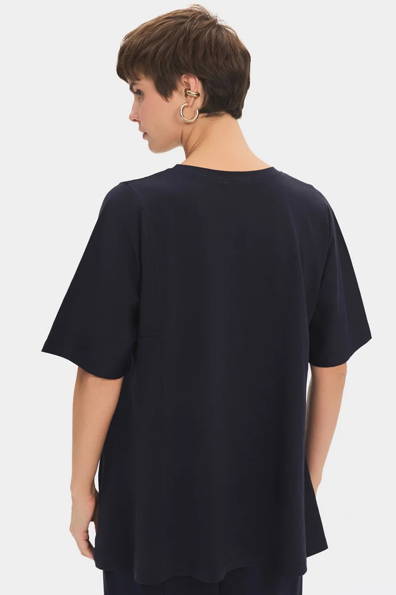 JUNE Women's 100% Cotton Oversize/loose Cut Crew Neck Flowy T-Shirt