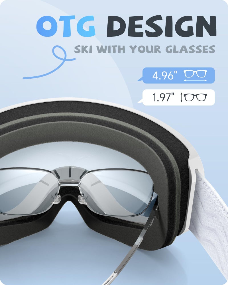RIOROO Kids Ski Goggles, Toddler Snowboard Goggles For Boys Girls Aged 3-14, 100% UV Protection OTG Ski Goggles - Image 5