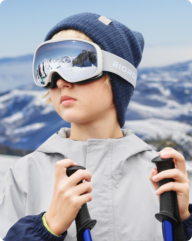 RIOROO Kids Ski Goggles, Toddler Snowboard Goggles For Boys Girls Aged 3-14, 100% UV Protection OTG Ski Goggles - Image 2
