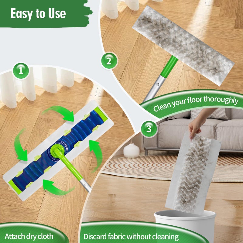 Senowi Heavy Duty Dry Sweeping Cloths Compatible with Swiffer Sweeper XL Mop, Sweeper X-Large Dry Cloth Refills for Floor Mopping and Cleaning, Disposable Pet Dry Pads Refills, 80 Count - Image 4