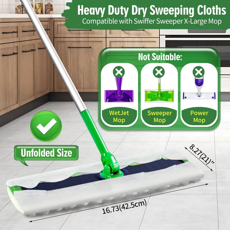 Senowi Heavy Duty Dry Sweeping Cloths Compatible with Swiffer Sweeper XL Mop, Sweeper X-Large Dry Cloth Refills for Floor Mopping and Cleaning, Disposable Pet Dry Pads Refills, 80 Count - Image 2