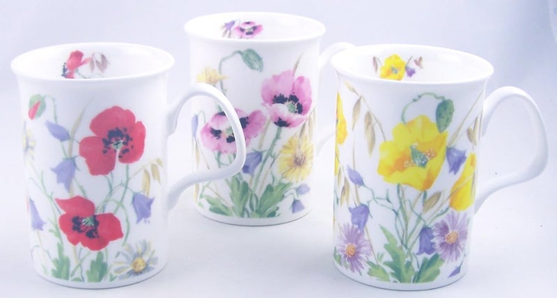 Roy Kirkham English Meadow Set of Three Assorted Bone China Mugs - Image 1