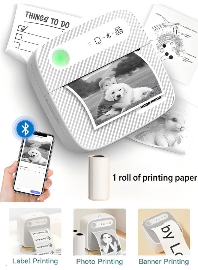 general Label Printer,Label Maker with Auto Identification, Bluetooth Portable Label Printer Easy to Use for Office, Home, Business,with 1 Roll Label Sticker,White - Image 1