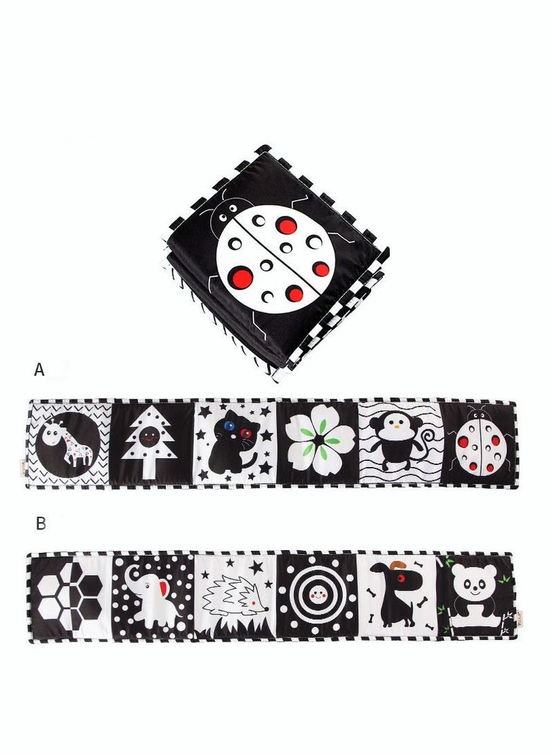 Black and White Baby Book, High Contrast Baby Toys for Newborn Black and White Books for Babies Black and White Baby Toys 0-3 Months Tummy Time Toys for Babies 0-6 Months Baby Cloth Books