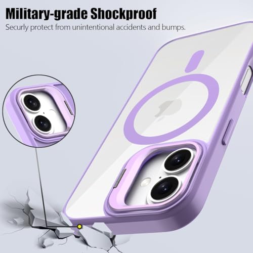 VONZEE Clear Camera Kickstand Case for iPhone 17, Built-in Adjustable Camera Stand, Clear Magnetic Mag-Safe Shockproof Classic Series Phone Cover (Purple) - Image 5