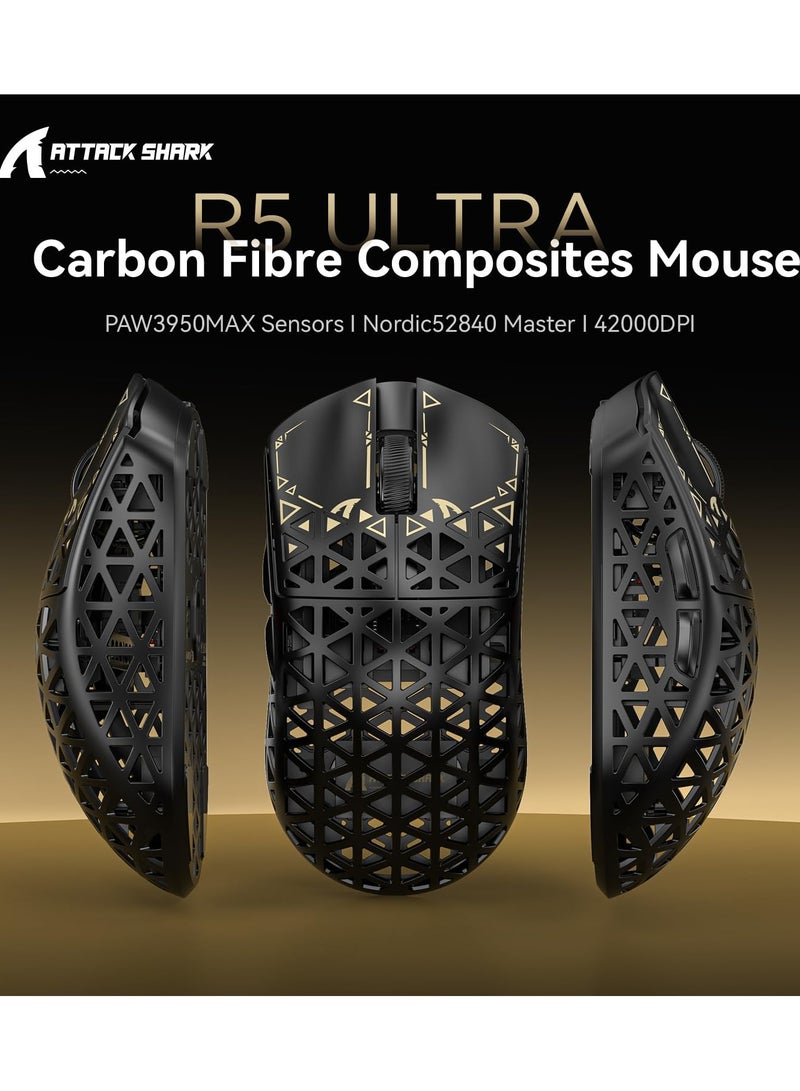 Attack Shark R5Ultra 8K Carbon Fiber Wireless Gaming Mouse with 42,000 DPI -PAW3950 MAX Sensor -39g Ultra-Lightweight -Nordic52840 -Wired/BT/2.4GHz Wirelss Programmable Mouse for PC/Mac - Image 4