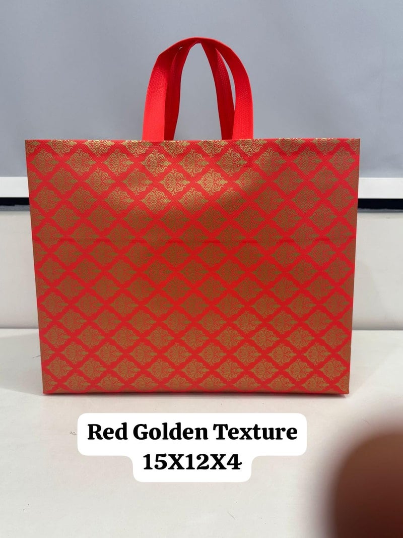 A.S Enterprises JOURNEY JOY Wed Special Reusable Non-Woven Laminated Gift Bags, Wedding Gifts, Shagun, Traditional Gifting, Saree Mithai Chandi Carry Bag (Wedding Red, Pack of 10) - Image 4