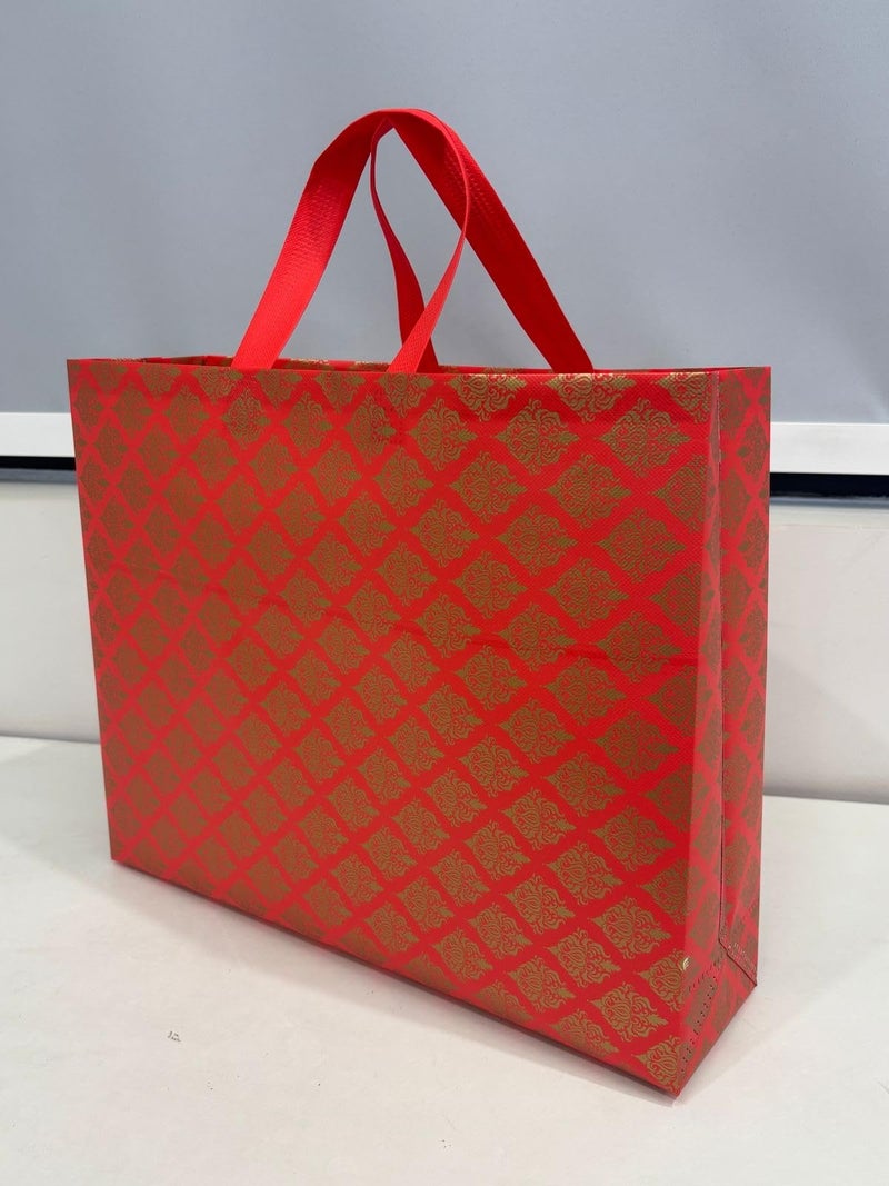 A.S Enterprises JOURNEY JOY Wed Special Reusable Non-Woven Laminated Gift Bags, Wedding Gifts, Shagun, Traditional Gifting, Saree Mithai Chandi Carry Bag (Wedding Red, Pack of 10) - Image 3