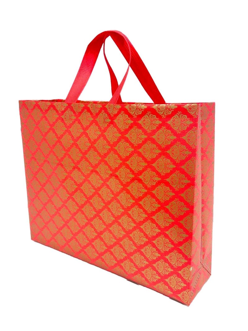 A.S Enterprises JOURNEY JOY Wed Special Reusable Non-Woven Laminated Gift Bags, Wedding Gifts, Shagun, Traditional Gifting, Saree Mithai Chandi Carry Bag (Wedding Red, Pack of 10) - Image 1