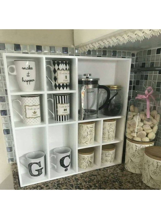 🌸🌸Trendy Mug House🌸🌸  Transform your kitchen and refresh its look! 😍  A mug organizer for arranging and displaying mugs in a unique and stylish way. 😍 A perfect addition to your coffee corner! 😉 Divided into different sizes to fit all mugs. 🍺  Made of pine wood with acrylic lacquer finish. 👌  50*50*10cm - Image 1