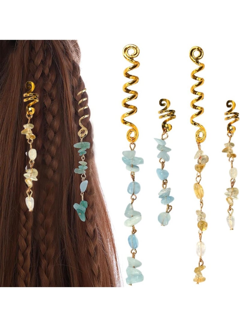 مجموعة من 4 مشابك شعر حلزونية ومجوهرات دريدلوكس وخرز ومشابك شعر ومشابك شعر حلزونية وإكسسوارات شعر وضفائر ومجوهرات وإكسسوارات شعر دريدلوكس (ذهبية) - Image 2