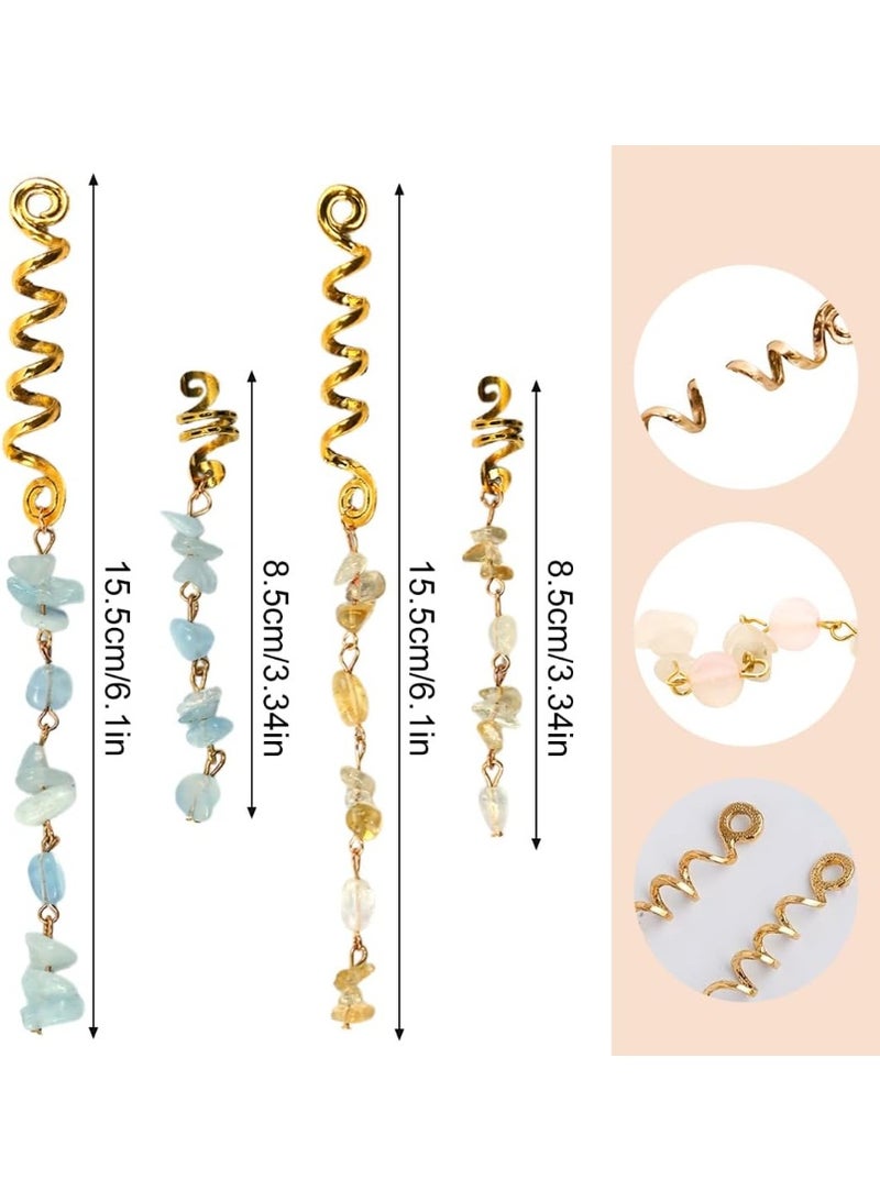 مجموعة من 4 مشابك شعر حلزونية ومجوهرات دريدلوكس وخرز ومشابك شعر ومشابك شعر حلزونية وإكسسوارات شعر وضفائر ومجوهرات وإكسسوارات شعر دريدلوكس (ذهبية) - Image 1