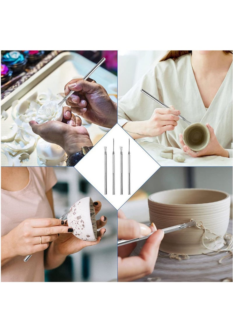 1 ريشة إبرة و 1 برو إبرة نسيج الفخار الطين مجموعة أدوات فرشاة السيراميك أداة النمذجة - Image 4