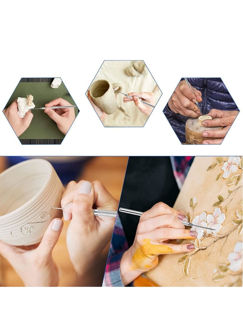 1 ريشة إبرة و 1 برو إبرة نسيج الفخار الطين مجموعة أدوات فرشاة السيراميك أداة النمذجة - Image 3