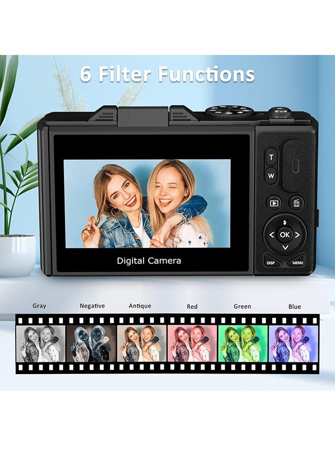 Generic Digital Camera, Autofocus UHD 5K Vlogging Camera with 3 Inch Flip Screen, 75MP 18X Digital Zoom Anti Shake Video Camera, Compact Travel Camera for Kids Teens Adult (Black)  - Image 4