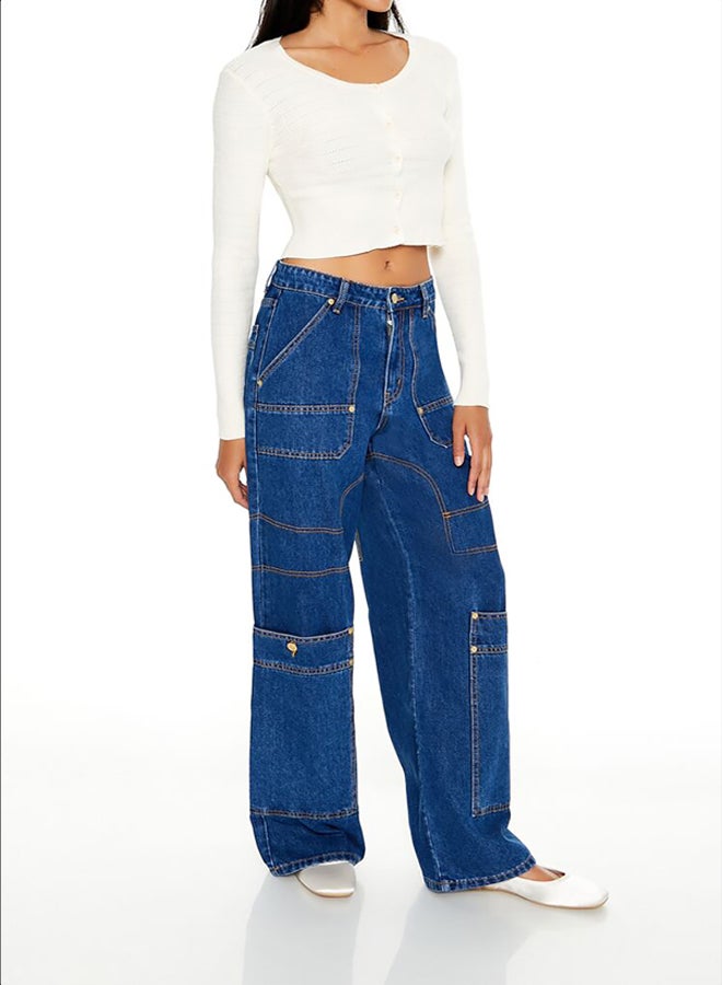 FOREVER 21 High-Rise Wide-Leg Cargo Jeans - Image 3