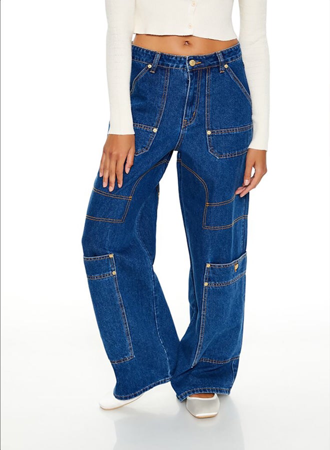FOREVER 21 High-Rise Wide-Leg Cargo Jeans - Image 2