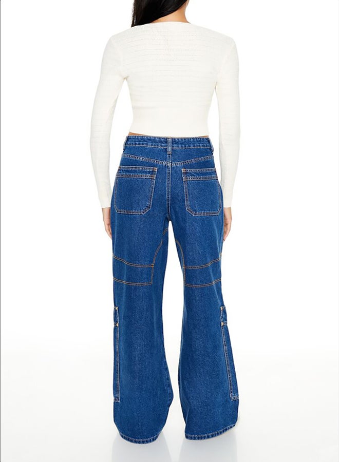 FOREVER 21 High-Rise Wide-Leg Cargo Jeans - Image 4