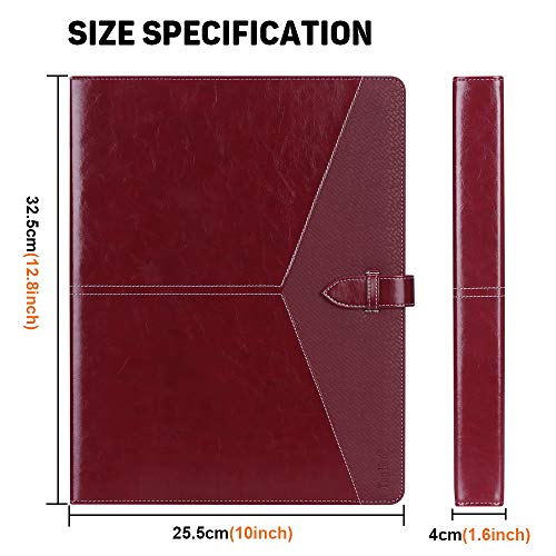 Toplive Padfolio 3 Ring Binder Organizer Business Portfolio Folder for Women, A4/ Letter Size PU Leather Portfolio Padfolio for Interview Conference Presentation, Wine Red - Image 3