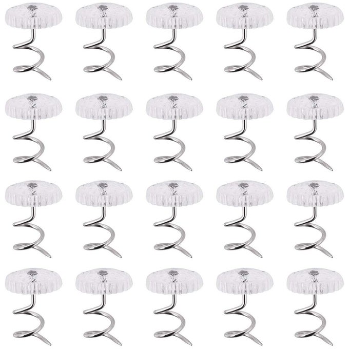 60 PCS CLEAR BED SKIRT PINS WITH TWIST PINS FOR UPHOLSTERY SLIPCOVERS AND BEDSKIRTS