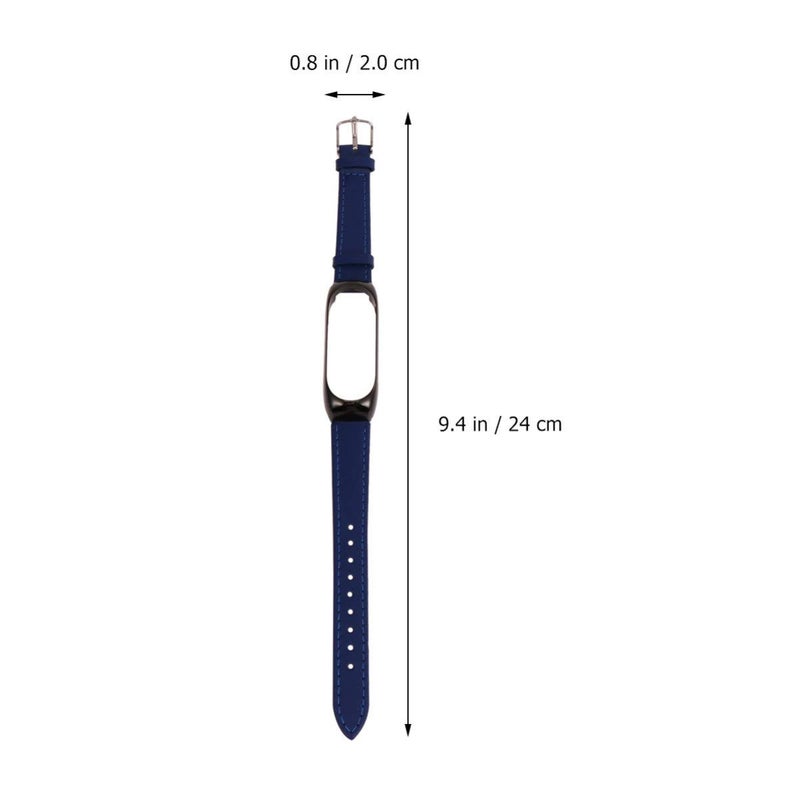 حزام ساعة ذكية بديل من الجلد الأزرق متوافق مع Mi Band 4 - Image 3