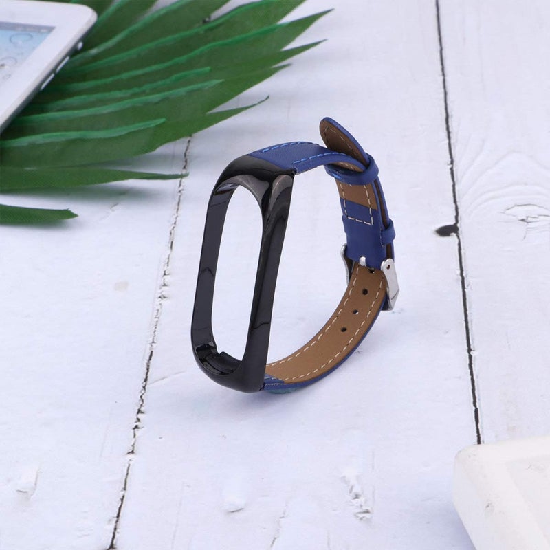 حزام ساعة ذكية بديل من الجلد الأزرق متوافق مع Mi Band 4 - Image 5