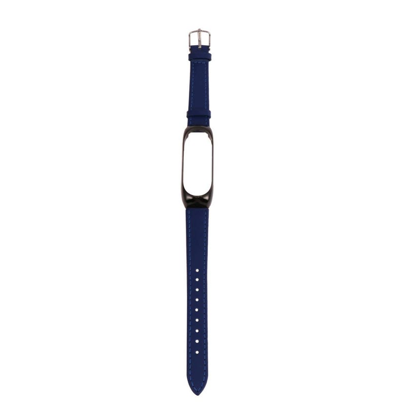 حزام ساعة ذكية بديل من الجلد الأزرق متوافق مع Mi Band 4 - Image 2