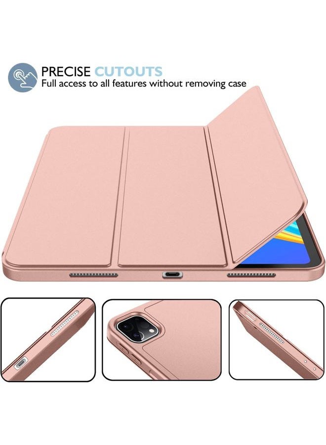 iMieet for iPad Pro 11 Inch Case M4 2024 (5th Generation) with Pencil Holder, [Support Pencil Pro and Pencil (USB-C)], Trifold Stand Smart Case with Soft TPU Back, Auto Wake/Sleep (Rose Gold) - Image 4
