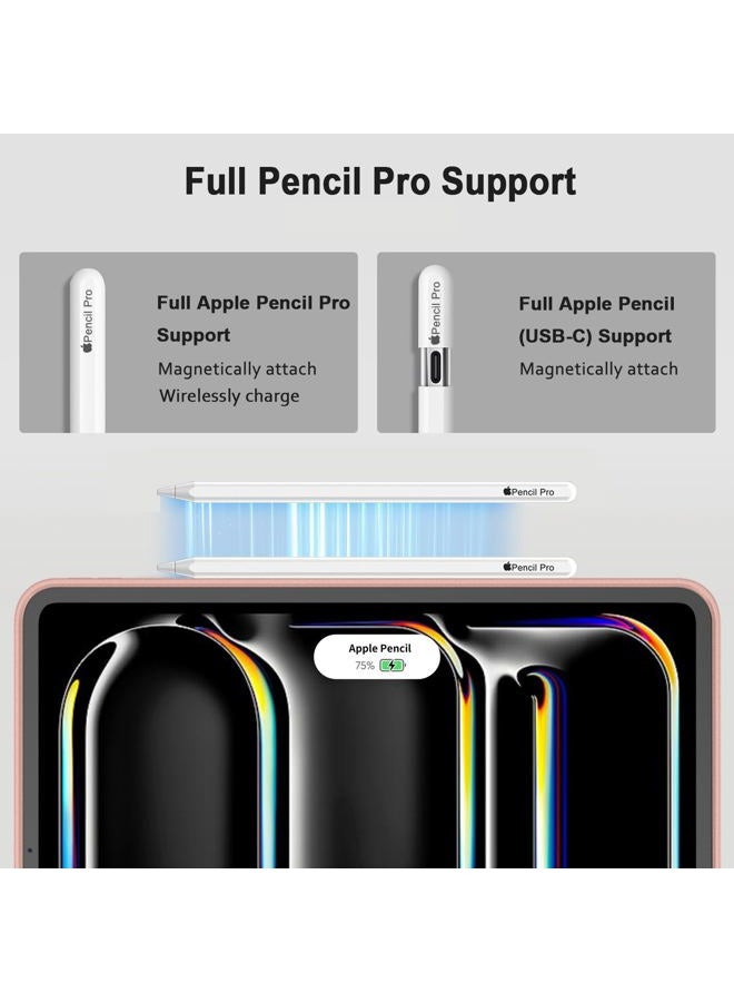 iMieet for iPad Pro 11 Inch Case M4 2024 (5th Generation) with Pencil Holder, [Support Pencil Pro and Pencil (USB-C)], Trifold Stand Smart Case with Soft TPU Back, Auto Wake/Sleep (Rose Gold) - Image 3