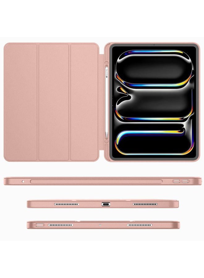 iMieet for iPad Pro 11 Inch Case M4 2024 (5th Generation) with Pencil Holder, [Support Pencil Pro and Pencil (USB-C)], Trifold Stand Smart Case with Soft TPU Back, Auto Wake/Sleep (Rose Gold) - Image 2