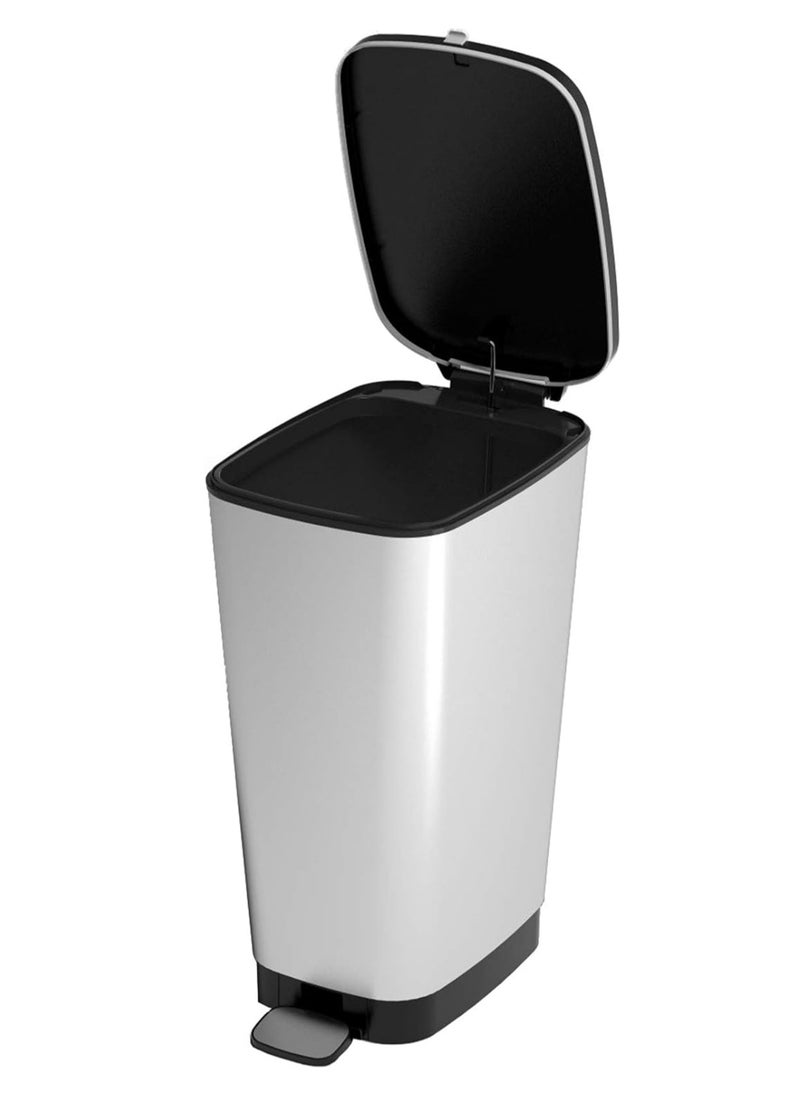 KIS Kis Chic Waste Container, Silver, 10L with Foot Pedal, 18 x 27 x 30 cm  - Image 2