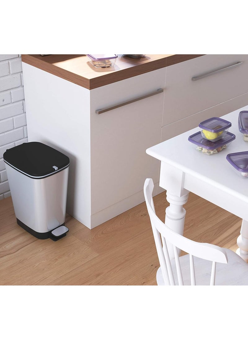 KIS Kis Chic Waste Container, Silver, 10L with Foot Pedal, 18 x 27 x 30 cm  - Image 4
