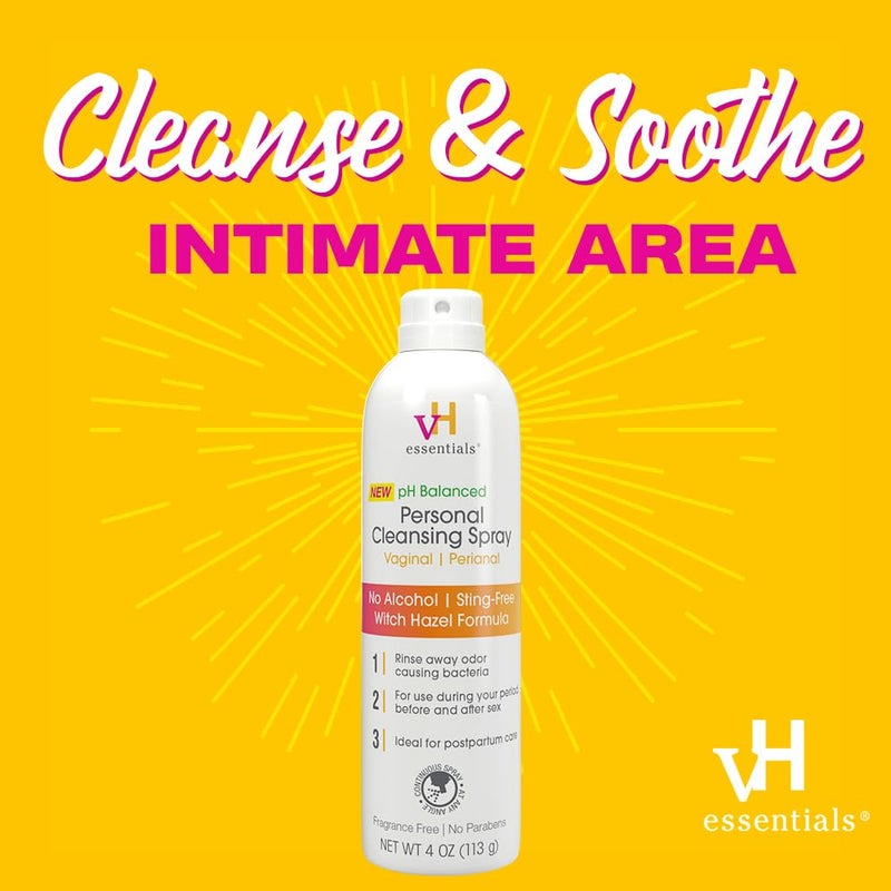 vH essentials Personal Cleansing Spray pH Balancing Lactic Acid StingFree Witch Hazel Formula Fragrance free Paraben free Sprays upside down for easy external intimate cleansing 4 floz - Image 3