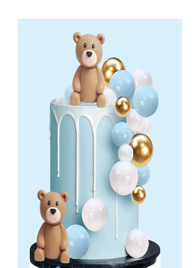 GmakCeder Baby Bear Cake Topper Blue Ball Cake Decor for Boy (blue ball 2bears set) - Image 1