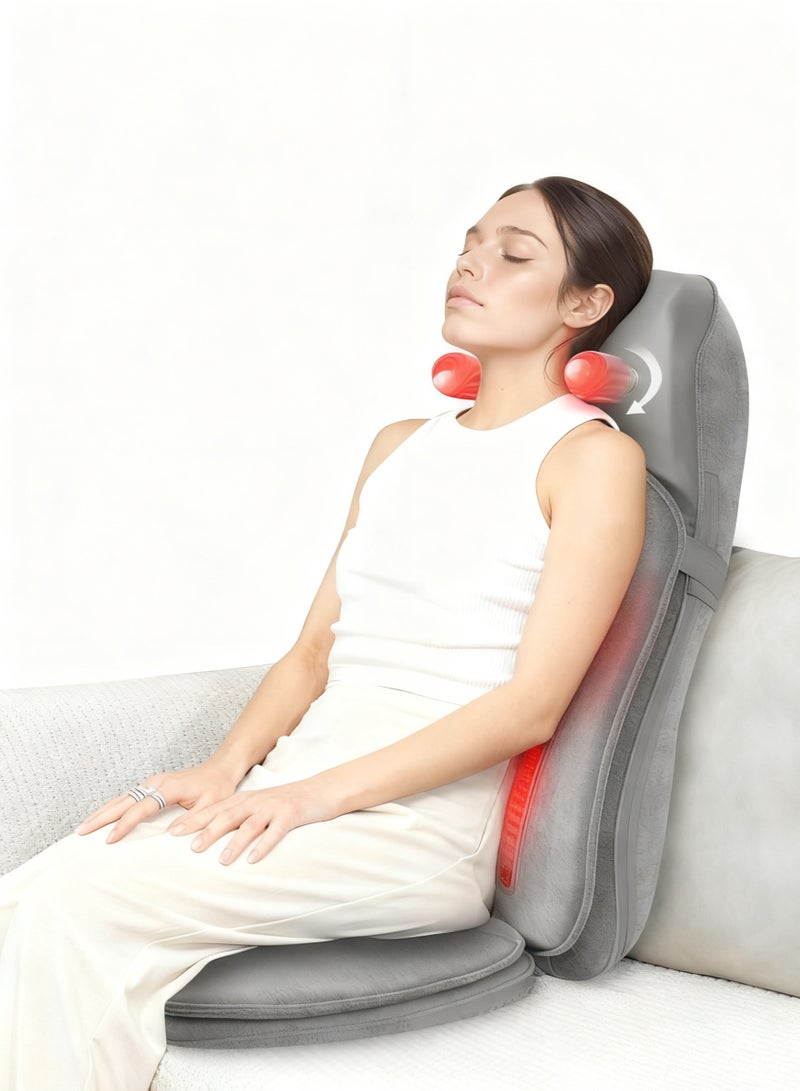 Y&D Neck & Back Massager with Heat Full Back Kneading Shiatsu or Rolling Massage Adjustable Intense Vibration Massage Seat Pad with Height Adjustment Suitable for Car Sofa - Image 1