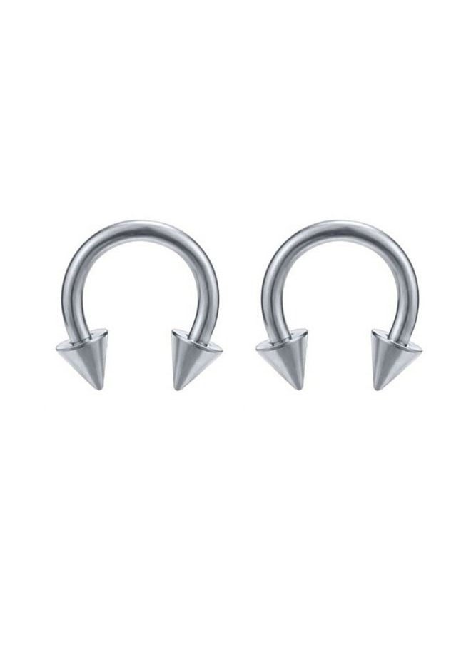 Generic - 2 Pieces fashionable spherical nose ring with horseshoe design to decorate the nose made of stainless steel - Image 1