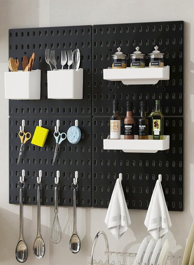 CozyNest Pegboard Wall Organizer Kit, Wall Shelf Storage Display Rack, 4 Pack Modular Hanging for Wall Organizer,Hanging Pegboard DIY Decoration for Home & Office,Wall Organizer for Home Office, Black - Image 2