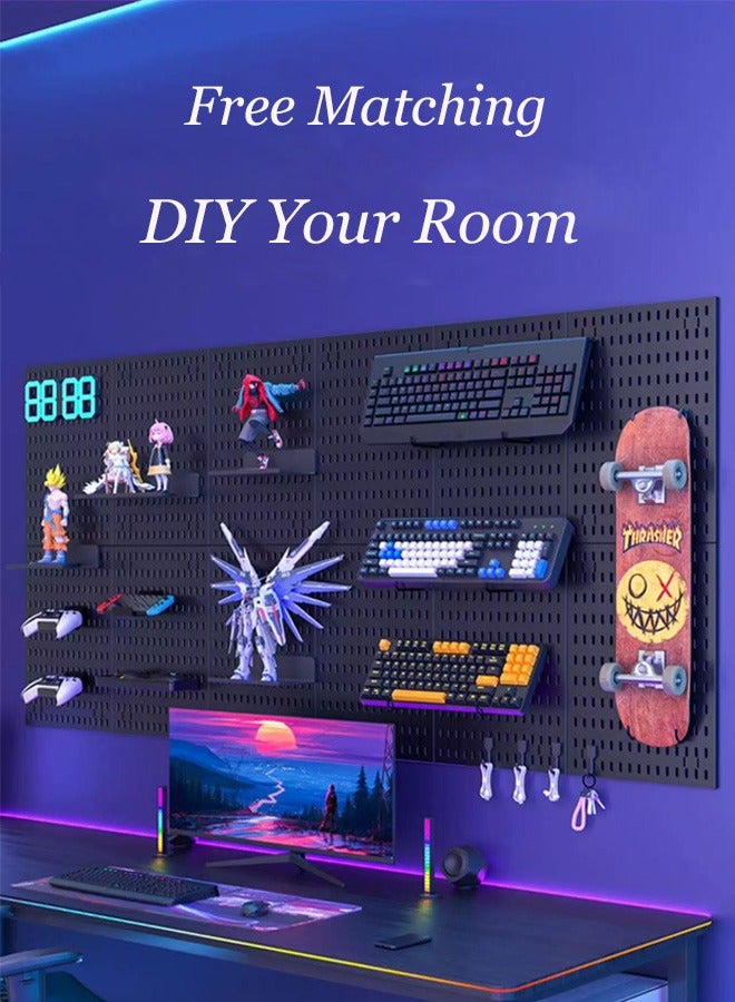 CozyNest Pegboard Wall Organizer Kit, Wall Shelf Storage Display Rack, 4 Pack Modular Hanging for Wall Organizer,Hanging Pegboard DIY Decoration for Home & Office,Wall Organizer for Home Office, Black - Image 4