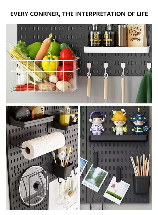 CozyNest Pegboard Wall Organizer Kit, Wall Shelf Storage Display Rack, 4 Pack Modular Hanging for Wall Organizer,Hanging Pegboard DIY Decoration for Home & Office,Wall Organizer for Home Office, Black - Image 5