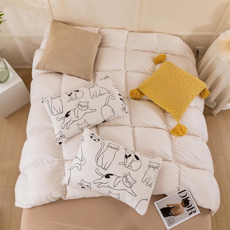 ECOCOTT ECOCOTT 2 Pack Pillowcase Standard Size  Cartoon Cats Pattern Pillow Cases Set  100% Cotton Pillow Covers with Envelope Closure (Standard  20""x26"")  - Image 4