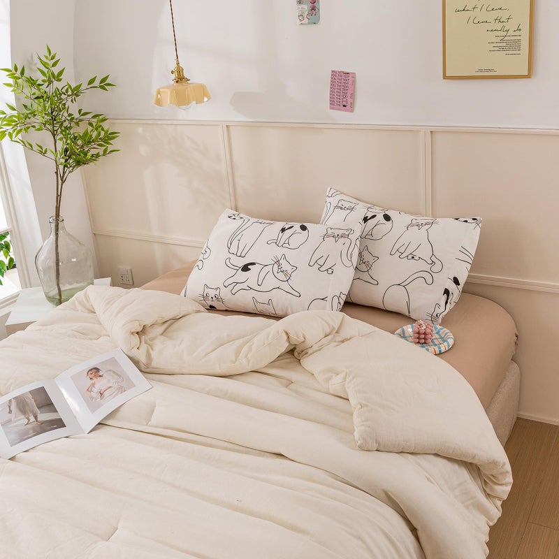 ECOCOTT ECOCOTT 2 Pack Pillowcase Standard Size  Cartoon Cats Pattern Pillow Cases Set  100% Cotton Pillow Covers with Envelope Closure (Standard  20""x26"")  - Image 5