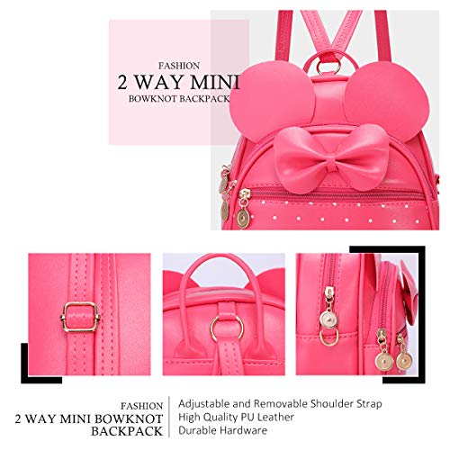 KL928 Girls Mini Backpack Bowknot Polka Dot Cute Small Daypacks Convertible Shoulder Bag Purse for Women - Image 4